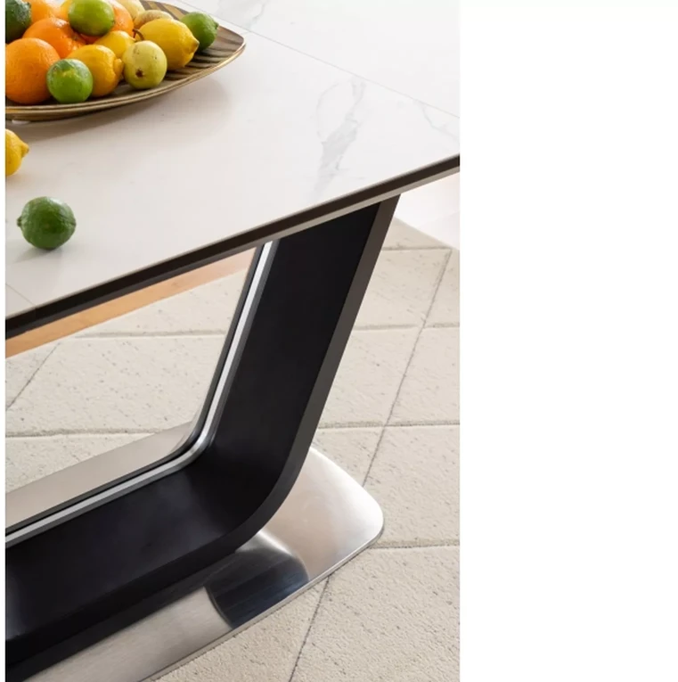 Signal Meble Valgomojo stalas ARMANI CERAMIC, 160 x 90 cm, balta/juoda