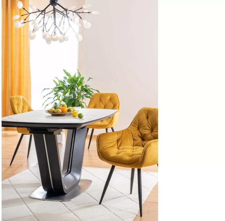 Signal Meble Valgomojo stalas ARMANI CERAMIC, 160 x 90 cm, balta/juoda
