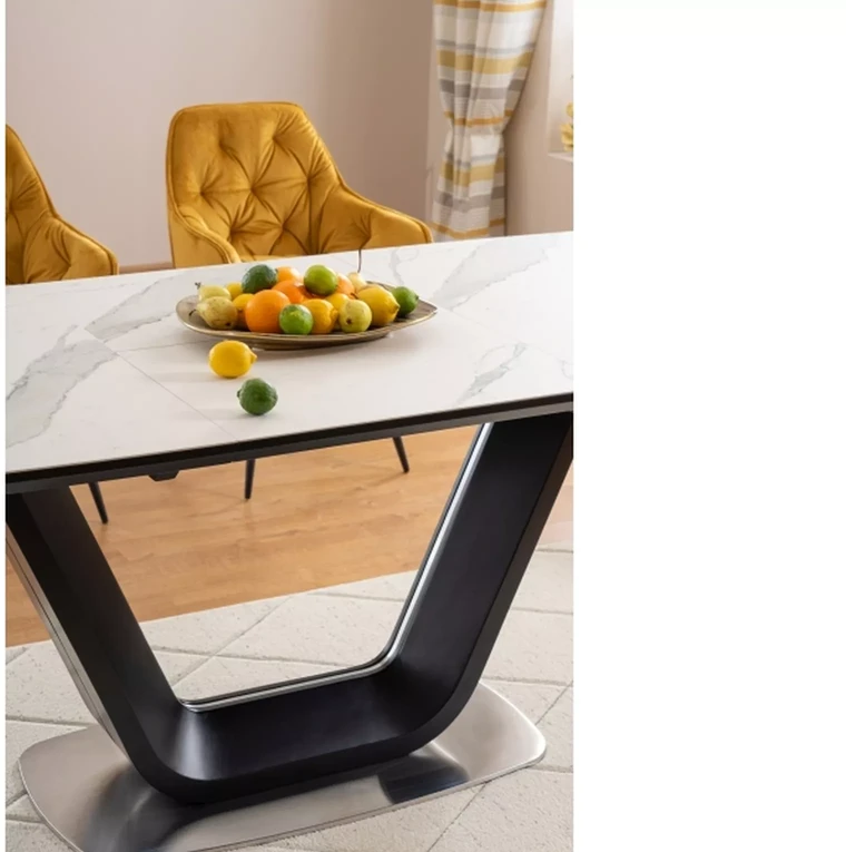 Signal Meble Valgomojo stalas ARMANI CERAMIC, 160 x 90 cm, balta/juoda