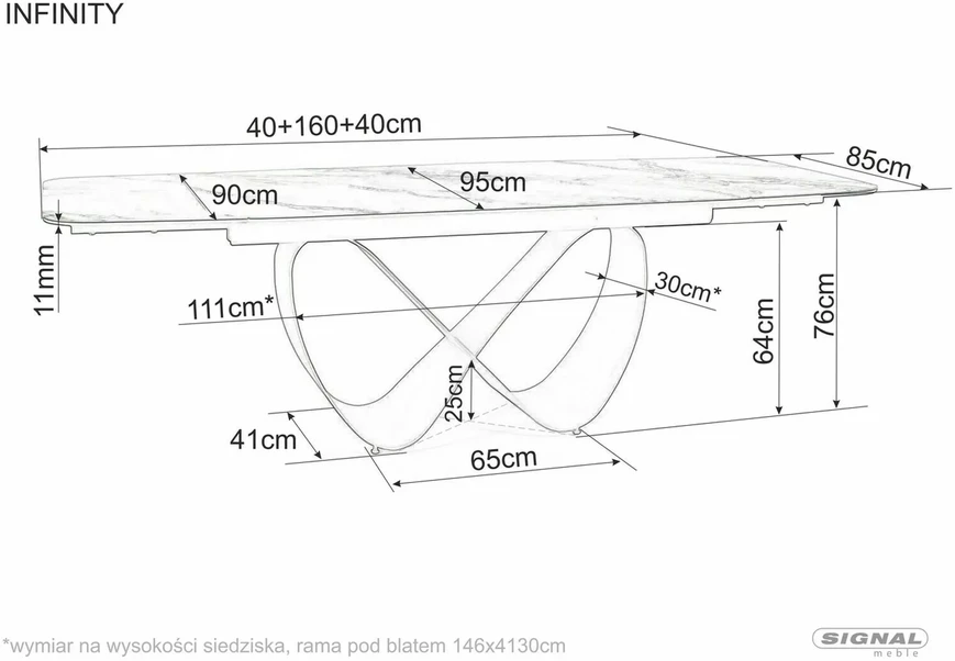 Signal Meble Valgomojo stalas INFINITY CERAMIC, 160-240x95x76 cm, juodas