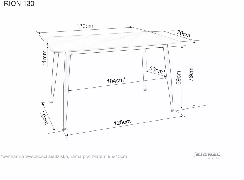 Signal Meble Valgomojo stalas RION, 130 x 70 cm, balta