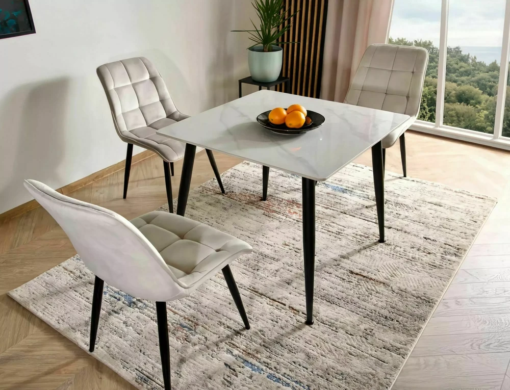 Signal Meble Valgomojo stalas SIGNAL Rion 80x80x76 cm, balta/juoda
