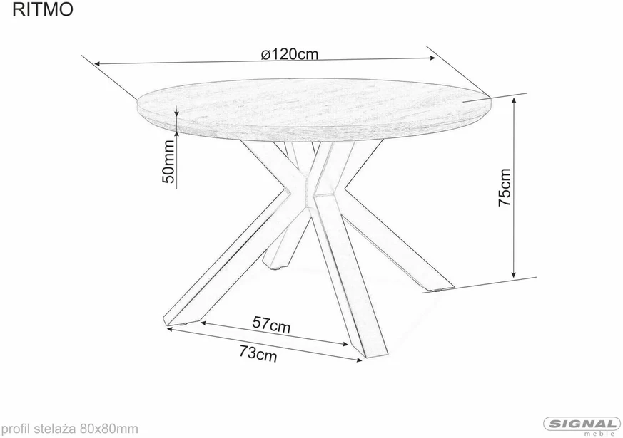 Signal Meble Valgomojo stalas RITMO, 120 cm, ąžuolo/juoda