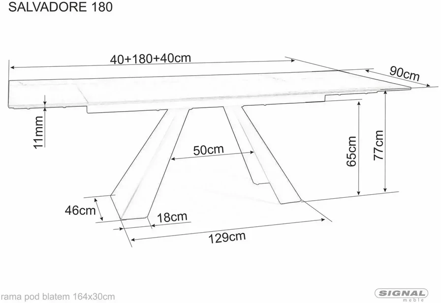 Signal Meble Valgomojo stalas SALVADORE, 180(260) x 90 cm