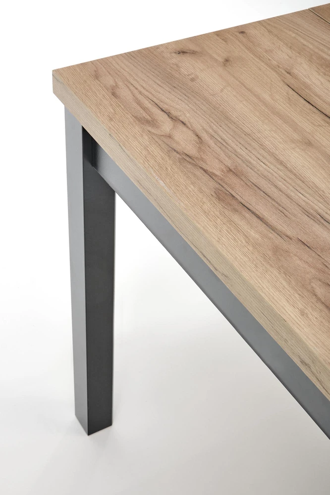 TIAGO SQUARE extensions table, craft oak / juodas