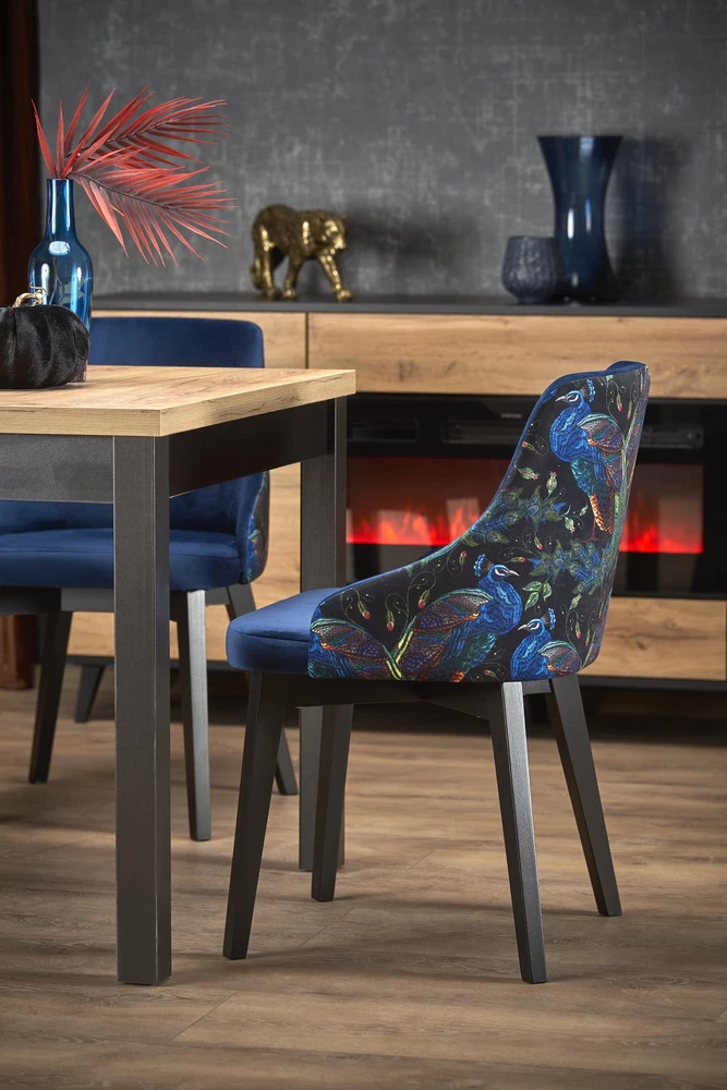 TIAGO SQUARE extensions table, craft oak / juodas