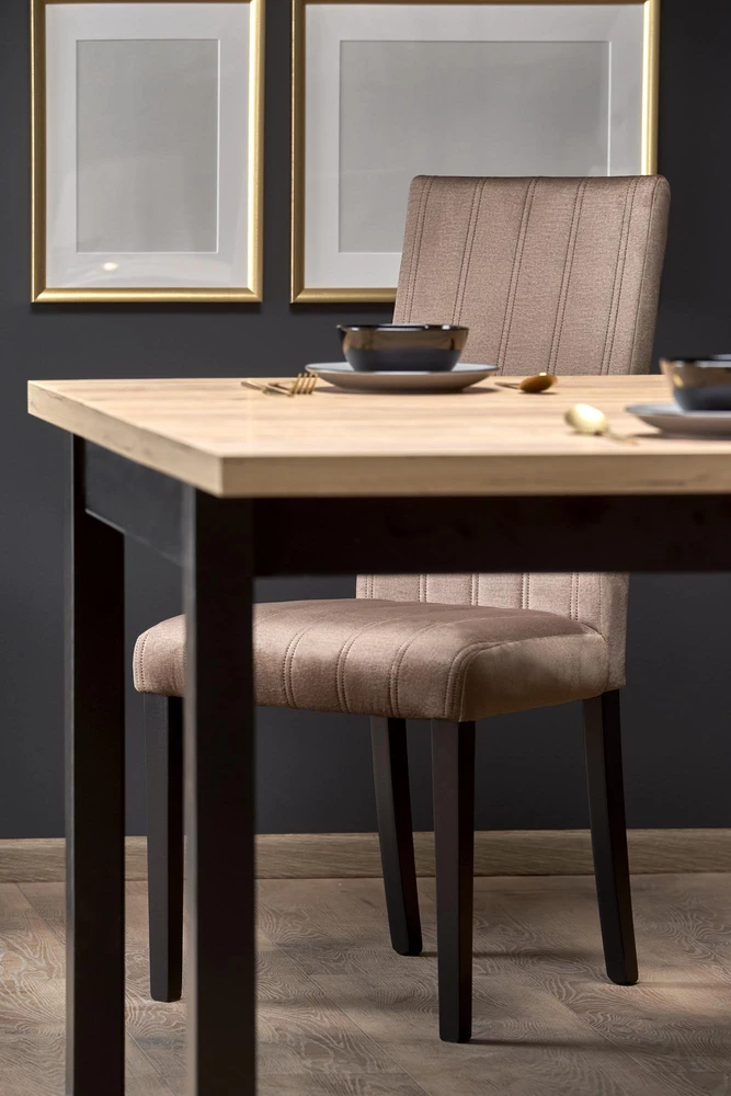 TIAGO SQUARE extensions table, craft oak / juodas