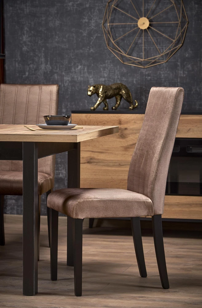 TIAGO SQUARE extensions table, craft oak / juodas