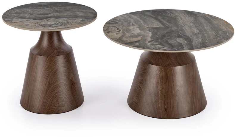 TOWER set of 2 c.tables ruda marble / walnut