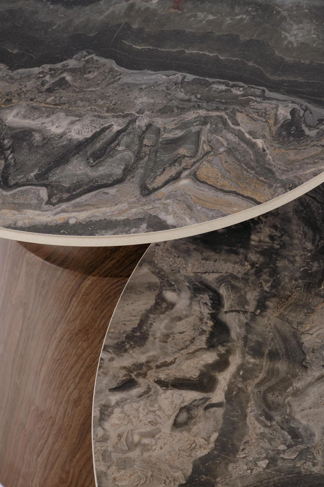 TOWER set of 2 c.tables ruda marble / walnut