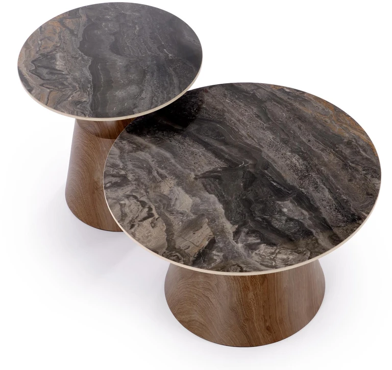 TOWER set of 2 c.tables ruda marble / walnut