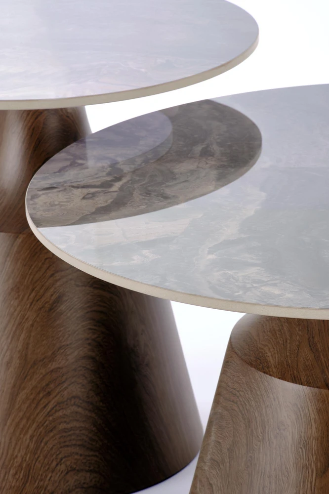 TOWER set of 2 c.tables ruda marble / walnut