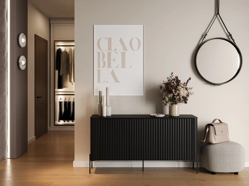 TV staliukas Cama Meble Cama VERA chest of drawers 150x40x80 juodas matt
