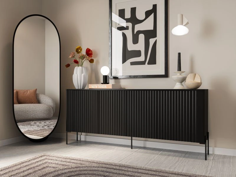 Cama Meble Cama VERA komoda 190x40x80 juodas matinis