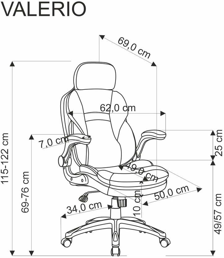 VALERIO office chair, juodas / pilkas