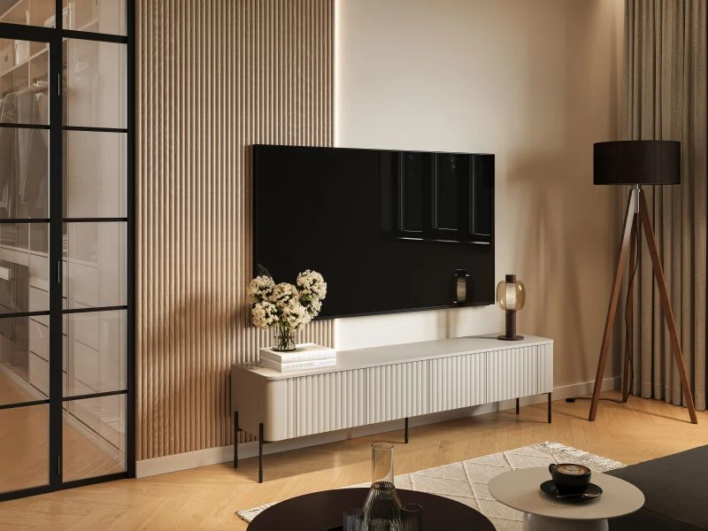 TV staliukas Cama Meble Cama VERA TV cabinet 190x40x50 matt juodas