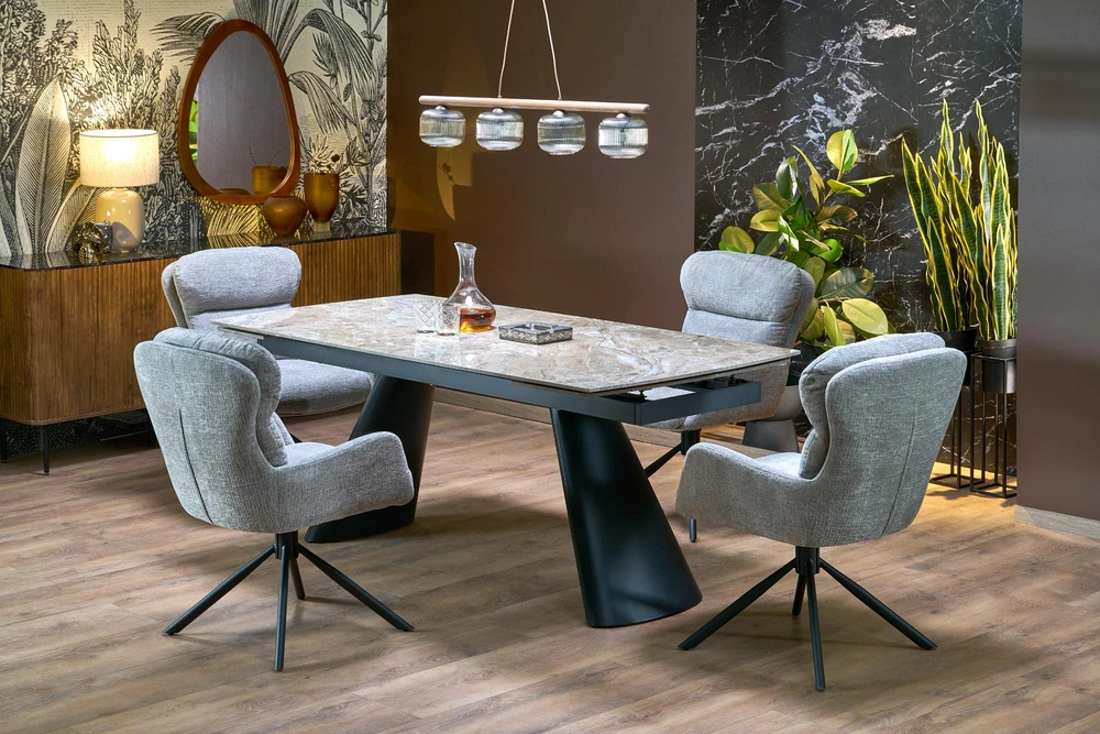 VINCE extension table ruda marble / juodas