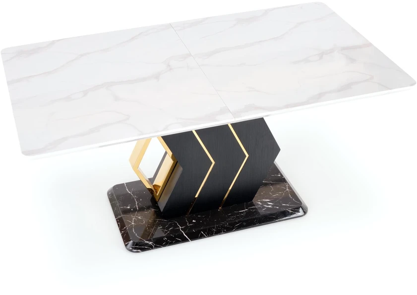 VINCENZO table baltas marble, leg juodas/auksinis