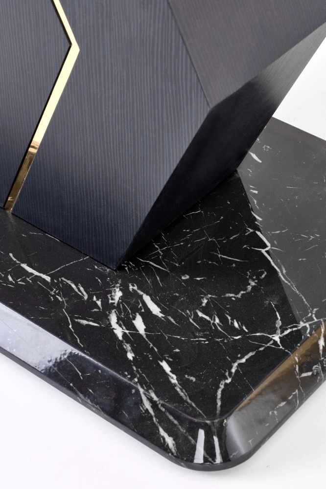 VINCENZO table baltas marble, leg juodas/auksinis