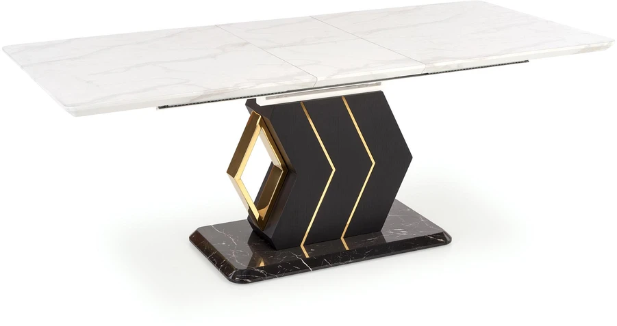 VINCENZO table baltas marble, leg juodas/auksinis