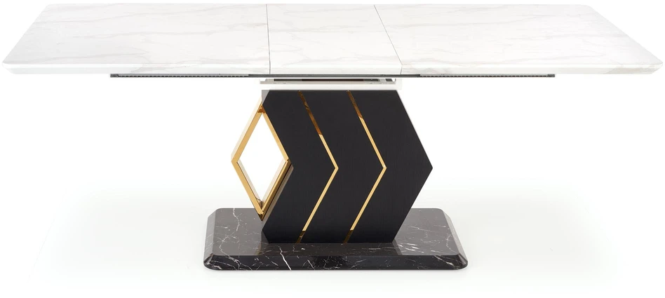 VINCENZO table baltas marble, leg juodas/auksinis