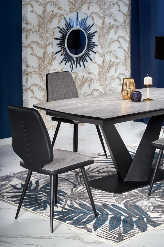 VINSTON extension table, color: top - dark pilkas / juodas, legs - juodas