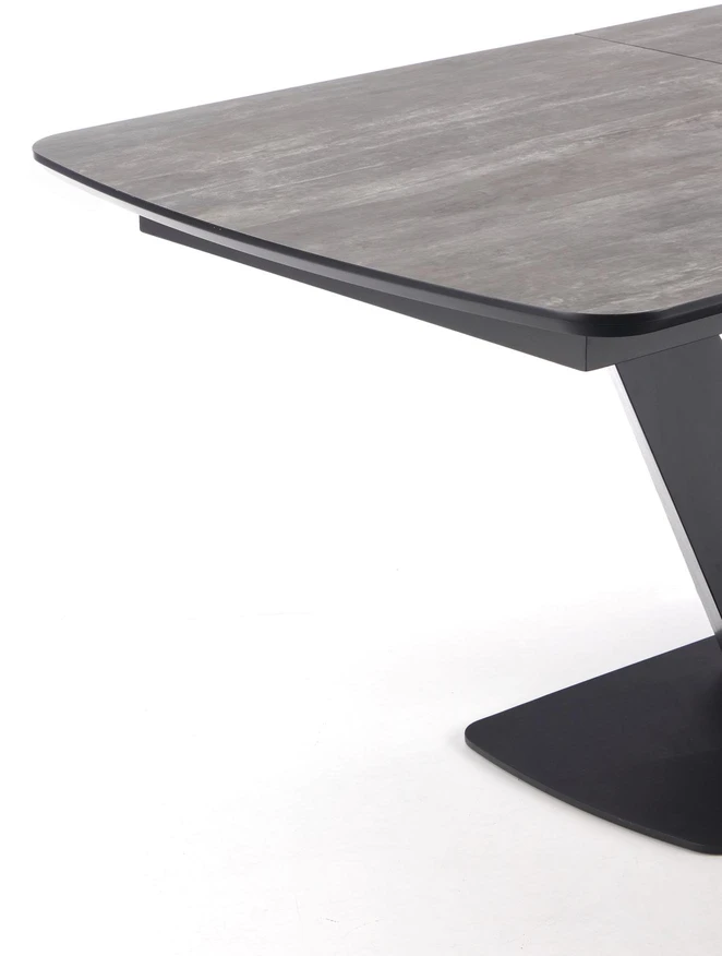 VINSTON extension table, color: top - dark pilkas / juodas, legs - juodas