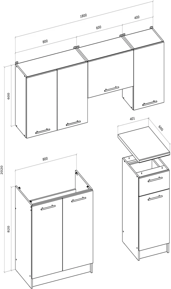 Virtuvinis komplektas CORONA 180 baltas