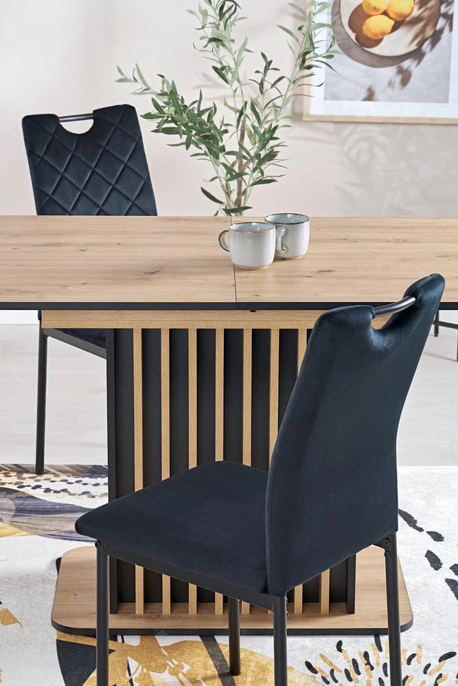 WILSON extension table, top - artisan oak / juodas, legs - artisan oak / juodas