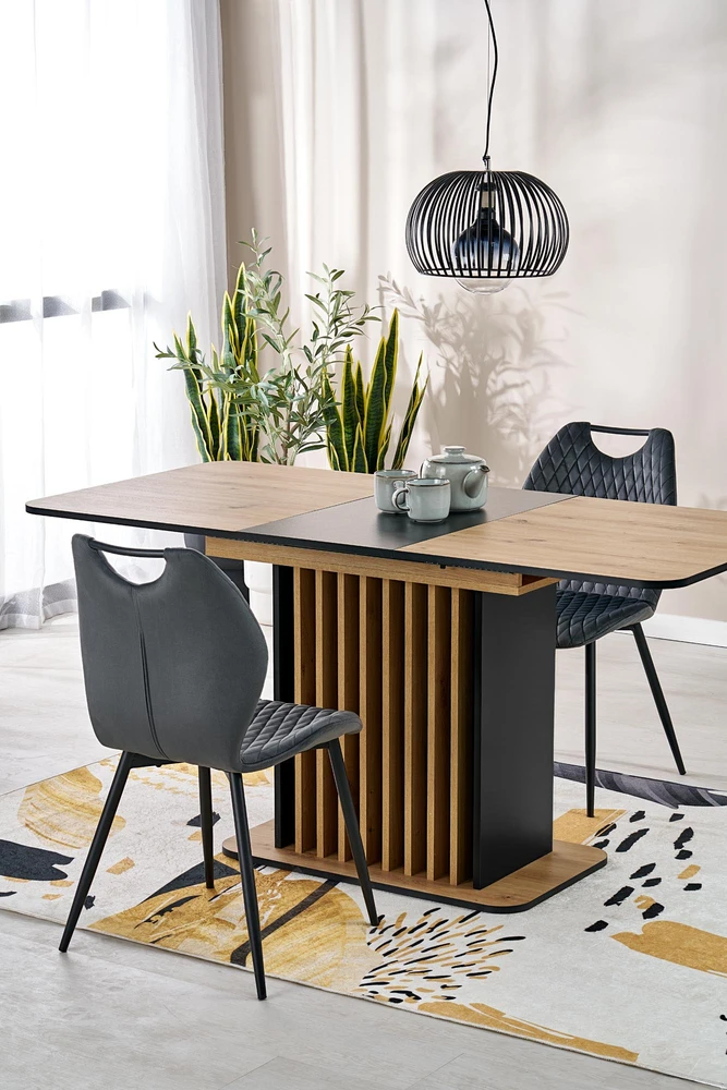 WILSON extension table, top - artisan oak / juodas, legs - artisan oak / juodas