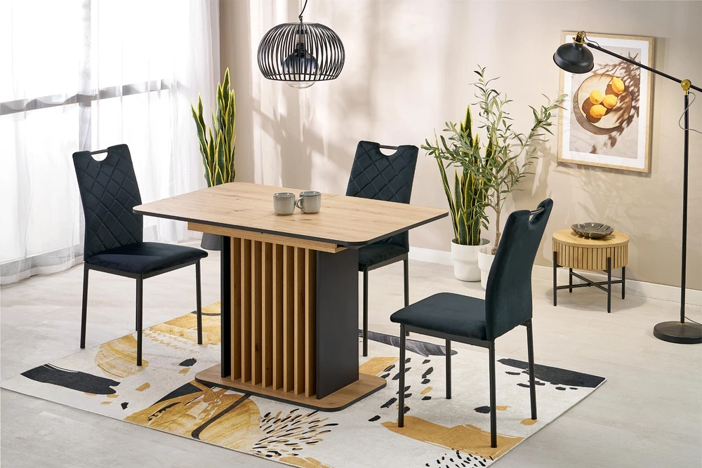 WILSON extension table, top - artisan oak / juodas, legs - artisan oak / juodas