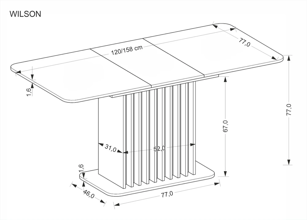 WILSON extension table, top - artisan oak / juodas, legs - artisan oak / juodas