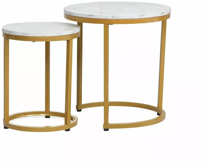Signal Meble Kavos staliukų rinkinys SIGNAL HOLA Baltas MARBLE/Gold