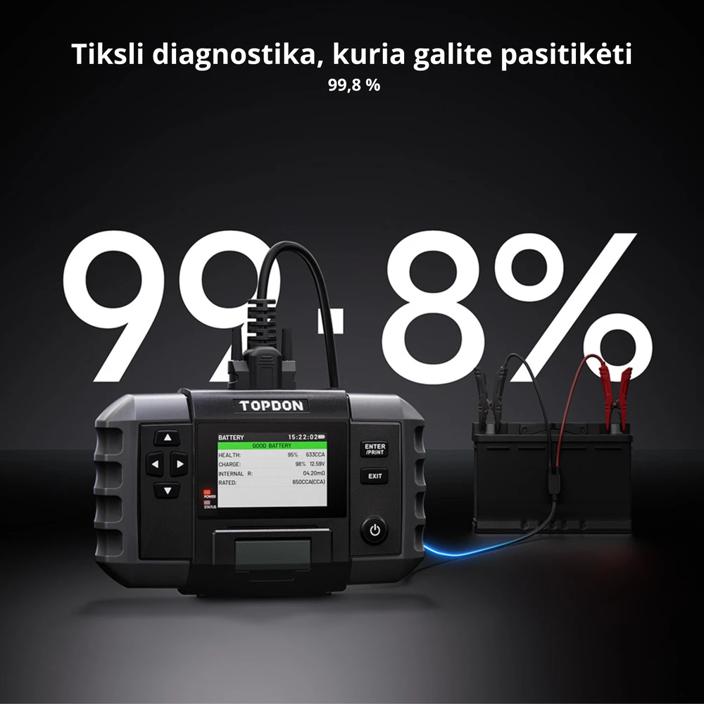 Topdon BT600 Plus – profesionalus 2-in-1 akumuliatorių ir vidinės varžos testeris