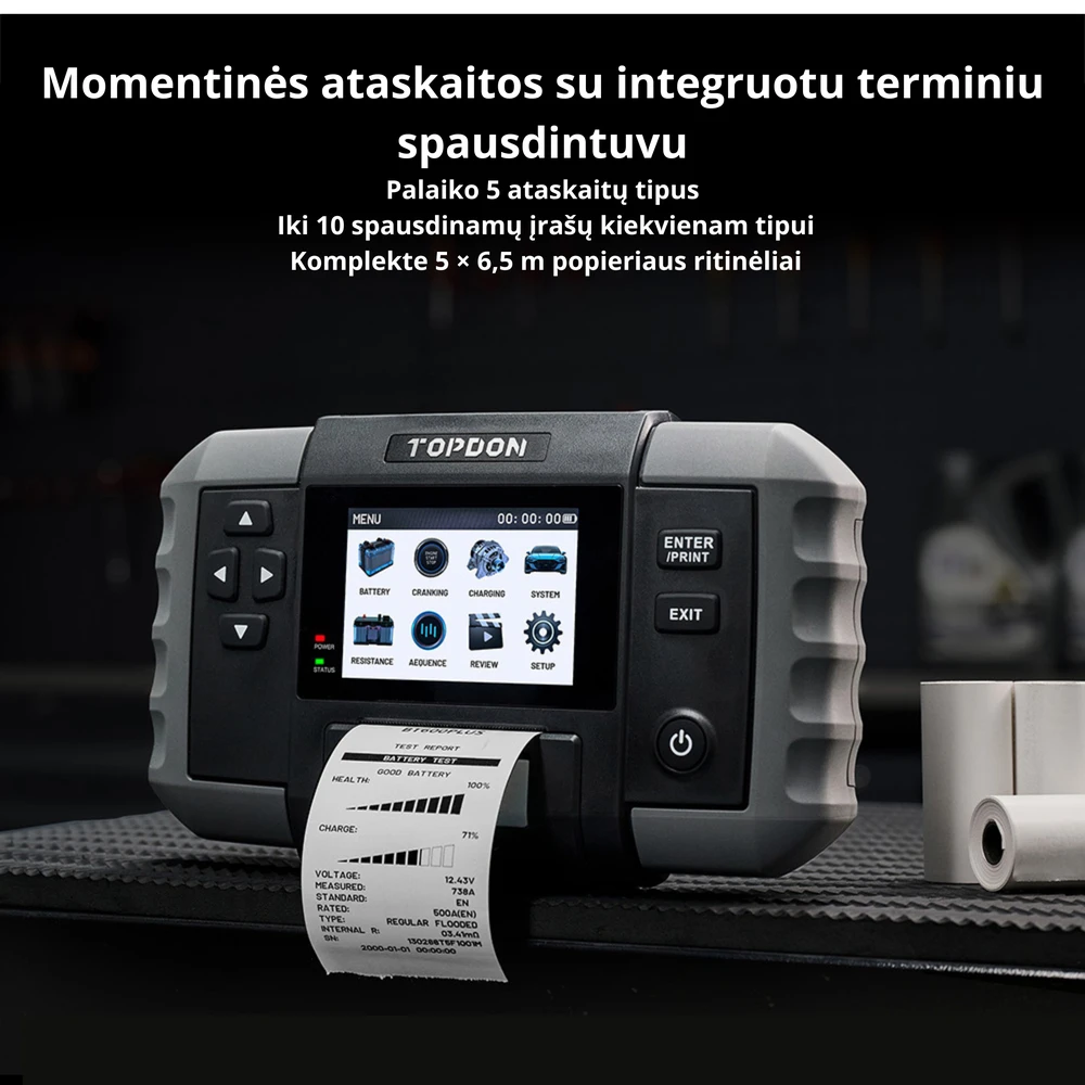 Topdon BT600 Plus – profesionalus 2-in-1 akumuliatorių ir vidinės varžos testeris