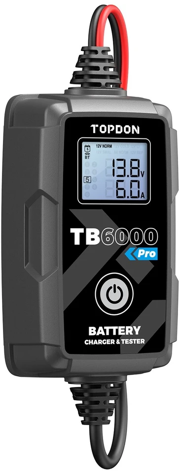TOPDON TB6000Pro – išmanus akumuliatoriaus įkroviklis ir testeris su Bluetooth jungtimi