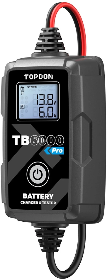 TOPDON TB6000Pro – išmanus akumuliatoriaus įkroviklis ir testeris su Bluetooth jungtimi