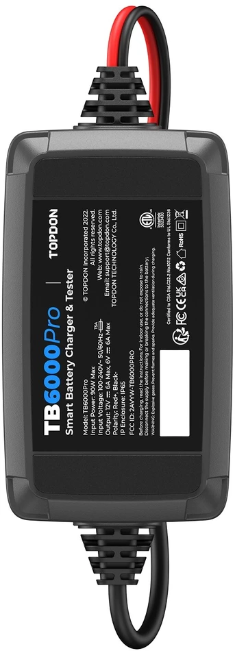 TOPDON TB6000Pro – išmanus akumuliatoriaus įkroviklis ir testeris su Bluetooth jungtimi