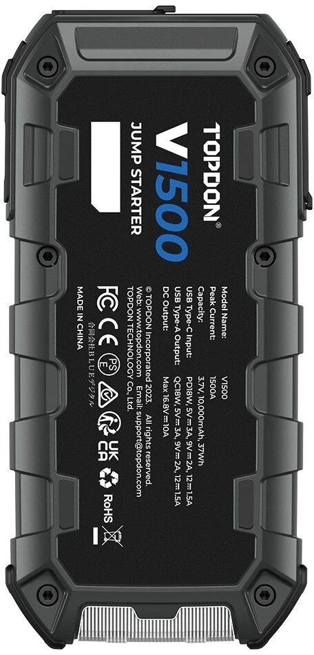 TOPDON V1500 – nešiojamas automobilio užvedimo įrenginys (1500A)