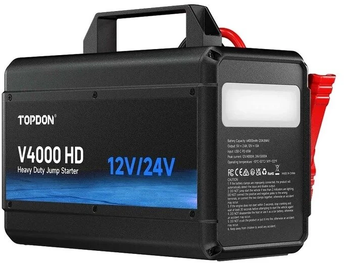 TOPDON V4000 HD – profesionalus 12 V / 24 V užvedimo įrenginys (4000 A)
