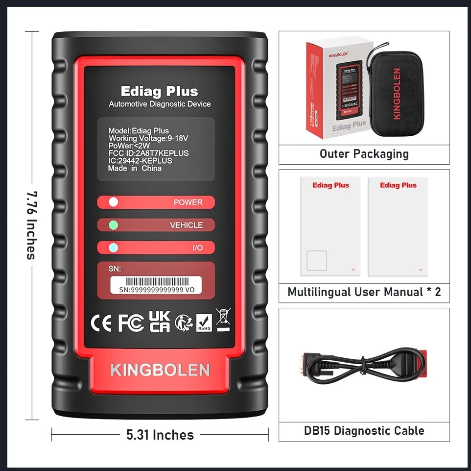 Universali diagnostikos įranga per iOS / Android Kingbolen Ediag Plus