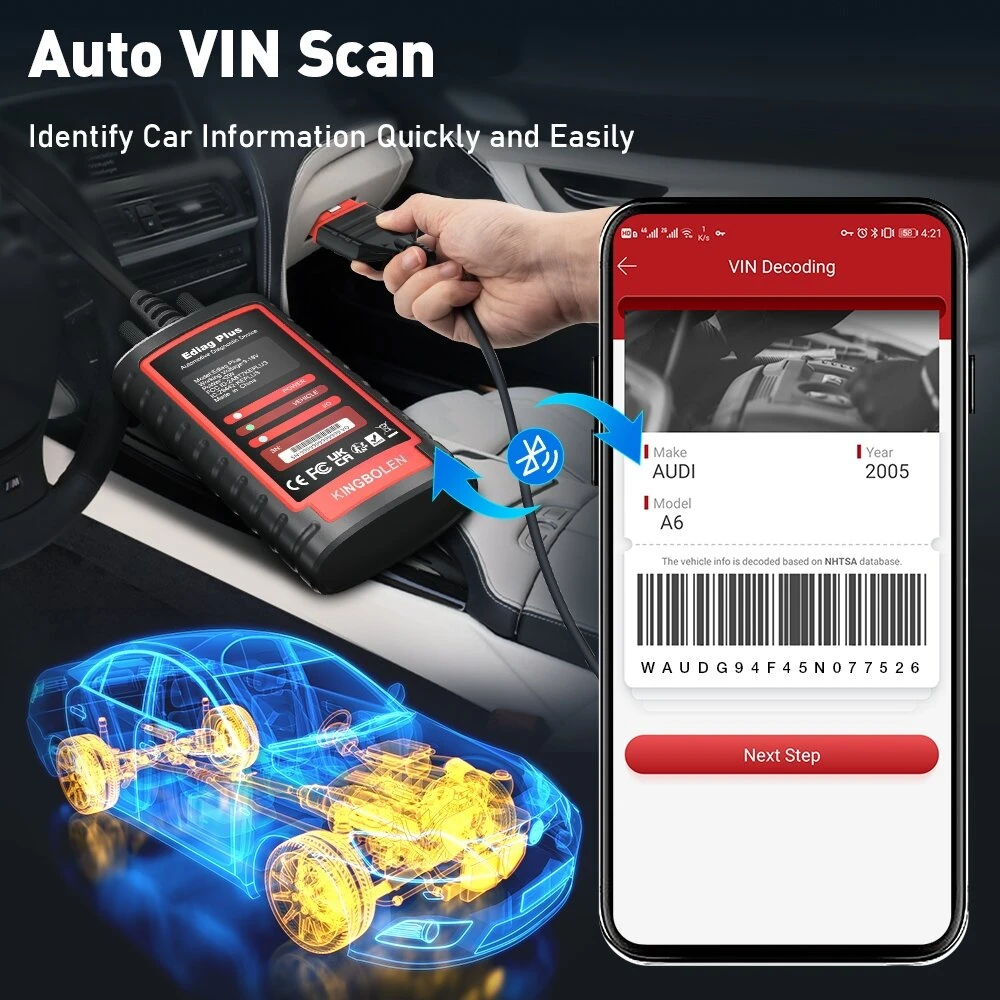 Universali diagnostikos įranga per iOS / Android Kingbolen Ediag Plus