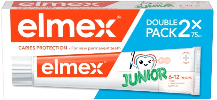Elmex Vaikiška dantų pasta Junior Duopack 2 x 75 ml