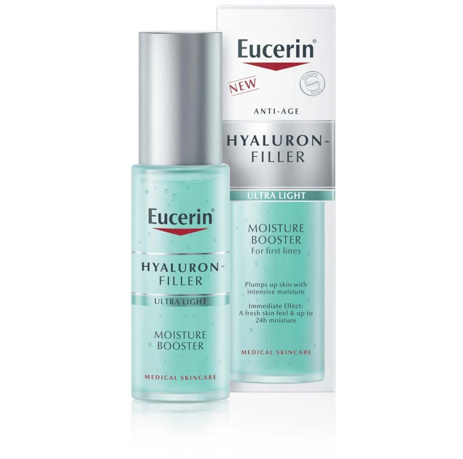 Eucerin Hyaluron-Filler + 3x Effect Ultra Light Moisture Booster odos serumas