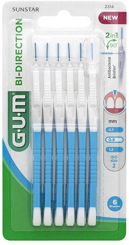 GUM Dviejų krypčių dantenų šepetėlis 0,9 mm