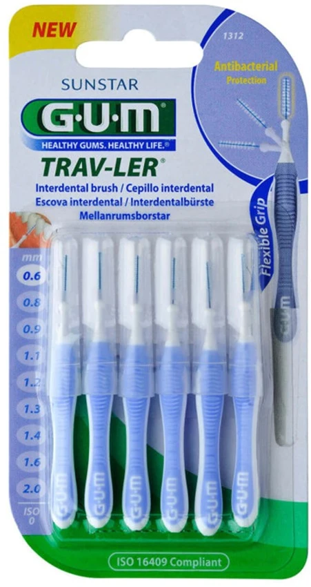 GUM "Sunstar" tarpdančių šepetėlis 0,6 mm Trav-Ler 6 vnt