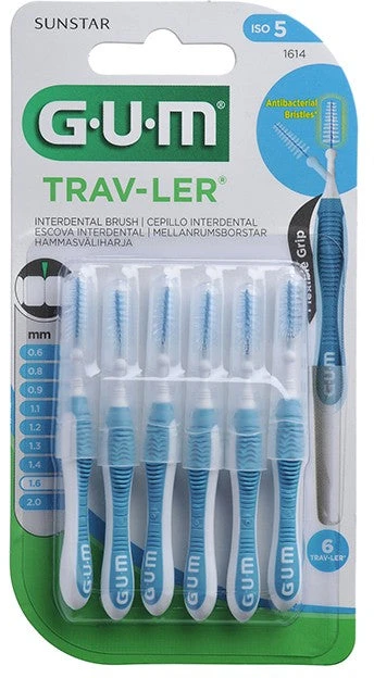 Gum® tarpdančių šepetėlis 1314 Trip 08mm 6vnt
