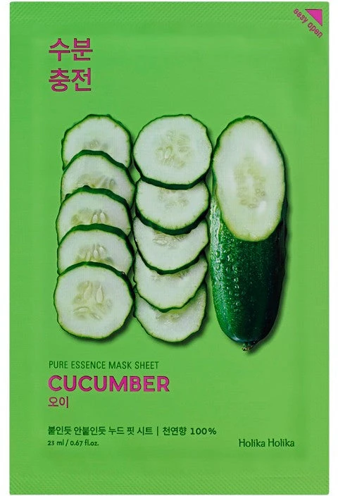 Holika Holika Pure Essence Mask Sheet - Cucumber lakštinė veido kaukė su agurkų ekstraktu, 20 ml