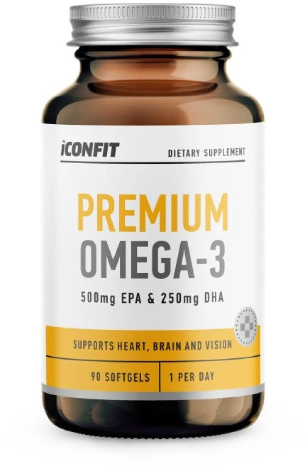Premium Omega 3 žuvų taukai High Strength ICONFIT, 90 kapsulių