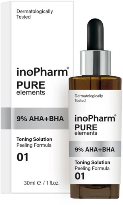 INOPHARM_Pure su 9% AHA ir 30 ml BHA hidroksirūgštimis į veidą